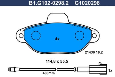 B1G10202982 GALFER Комплект тормозных колодок, дисковый тормоз