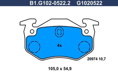 B1G10205222 GALFER Комплект тормозных колодок, дисковый тормоз