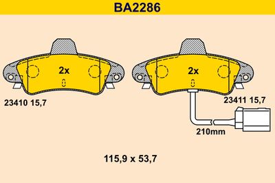 BA2286 BARUM Комплект тормозных колодок, дисковый тормоз