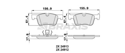 AA0245 BRAXIS Комплект тормозных колодок, дисковый тормоз