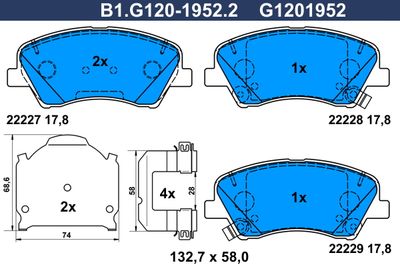 B1G12019522 GALFER Комплект тормозных колодок, дисковый тормоз