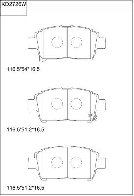 KD2726W ASIMCO Комплект тормозных колодок, дисковый тормоз