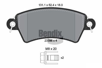 BPD1515 BENDIX Braking Комплект тормозных колодок, дисковый тормоз