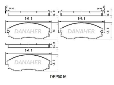 DBP5016 DANAHER Комплект тормозных колодок, дисковый тормоз