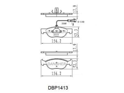 DBP1413 DANAHER Комплект тормозных колодок, дисковый тормоз