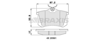 AA0005 BRAXIS Комплект тормозных колодок, дисковый тормоз