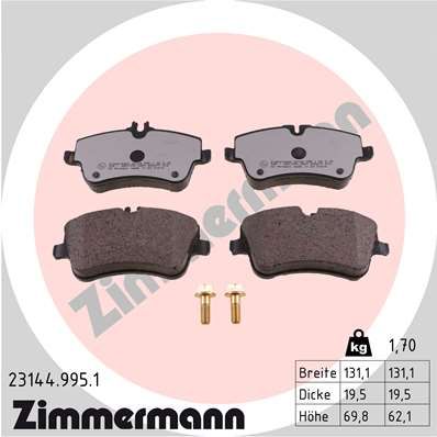 231449951 ZIMMERMANN Комплект тормозных колодок, дисковый тормоз