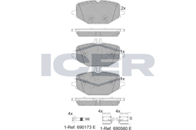 182371203 ICER Комплект тормозных колодок, дисковый тормоз