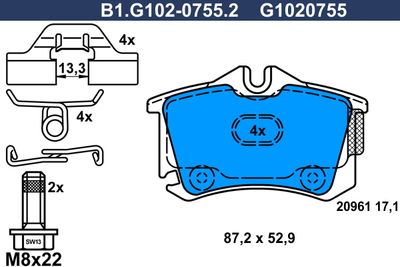 B1G10207552 GALFER Комплект тормозных колодок, дисковый тормоз