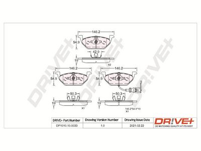 DP1010100033 Dr!ve+ Комплект тормозных колодок, дисковый тормоз