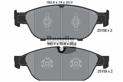 BPD1497 BENDIX Braking Комплект тормозных колодок, дисковый тормоз