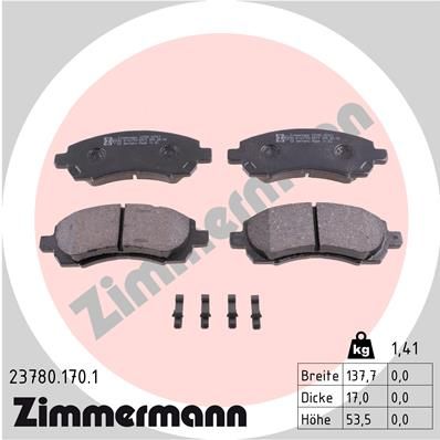 237801701 ZIMMERMANN Комплект тормозных колодок, дисковый тормоз
