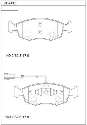 KD7415 ASIMCO Комплект тормозных колодок, дисковый тормоз