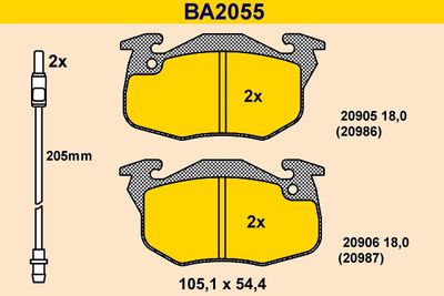 BA2055 BARUM Комплект тормозных колодок, дисковый тормоз