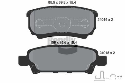 BPD2079 BENDIX Braking Комплект тормозных колодок, дисковый тормоз