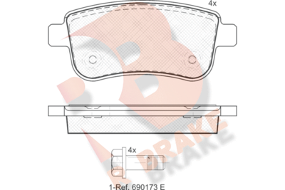 RB1904 R BRAKE Комплект тормозных колодок, дисковый тормоз