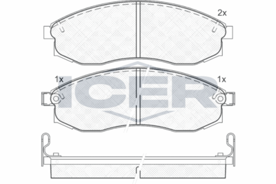 181179 ICER Комплект тормозных колодок, дисковый тормоз