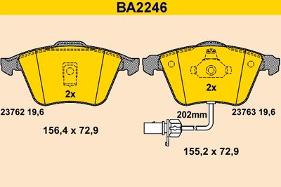 BA2246 BARUM Комплект тормозных колодок, дисковый тормоз