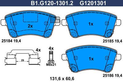 B1G12013012 GALFER Комплект тормозных колодок, дисковый тормоз
