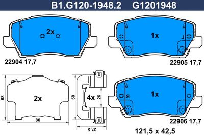 B1G12019482 GALFER Комплект тормозных колодок, дисковый тормоз