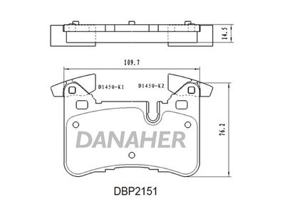 DBP2151 DANAHER Комплект тормозных колодок, дисковый тормоз