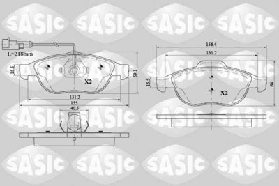 6216089 SASIC Комплект тормозных колодок, дисковый тормоз