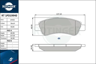 RT1PD19940 ROTINGER Комплект тормозных колодок, дисковый тормоз