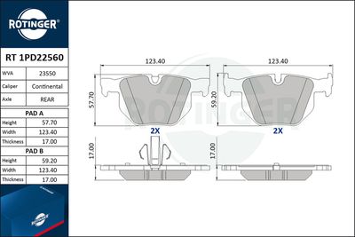 RT1PD22560 ROTINGER Комплект тормозных колодок, дисковый тормоз