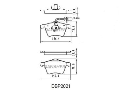 DBP2021 DANAHER Комплект тормозных колодок, дисковый тормоз