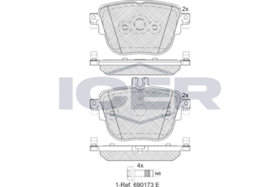 182289 ICER Комплект тормозных колодок, дисковый тормоз