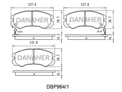 DBP9641 DANAHER Комплект тормозных колодок, дисковый тормоз