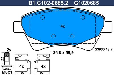 B1G10206852 GALFER Комплект тормозных колодок, дисковый тормоз