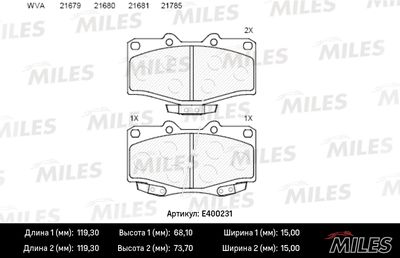 E400231 MILES Комплект тормозных колодок, дисковый тормоз