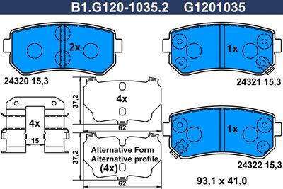 B1G12010352 GALFER Комплект тормозных колодок, дисковый тормоз