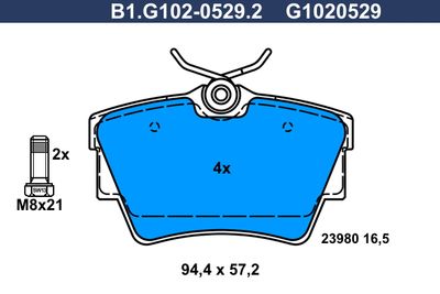 B1G10205292 GALFER Комплект тормозных колодок, дисковый тормоз