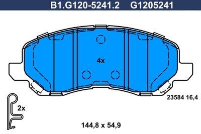B1G12052412 GALFER Комплект тормозных колодок, дисковый тормоз