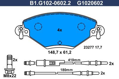 B1G10206022 GALFER Комплект тормозных колодок, дисковый тормоз