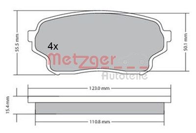1170669 METZGER Комплект тормозных колодок, дисковый тормоз