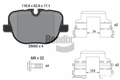 BPD2223 BENDIX Braking Комплект тормозных колодок, дисковый тормоз