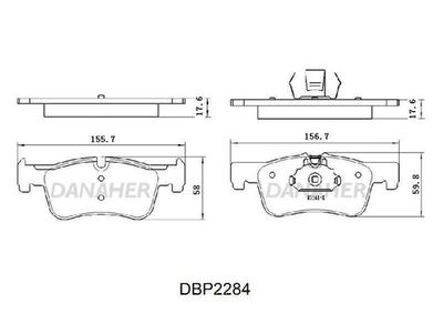 DBP2284 DANAHER Комплект тормозных колодок, дисковый тормоз
