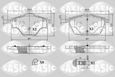 6210079 SASIC Комплект тормозных колодок, дисковый тормоз