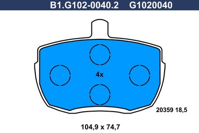 B1G10200402 GALFER Комплект тормозных колодок, дисковый тормоз