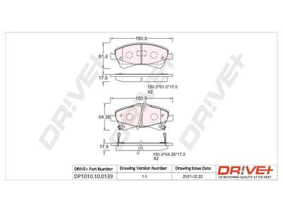 DP1010100139 Dr!ve+ Комплект тормозных колодок, дисковый тормоз