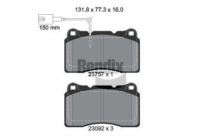 BPD2037 BENDIX Braking Комплект тормозных колодок, дисковый тормоз