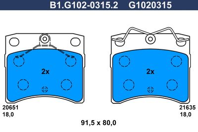 B1G10203152 GALFER Комплект тормозных колодок, дисковый тормоз
