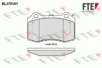 BL2761A1 FTE Комплект тормозных колодок, дисковый тормоз