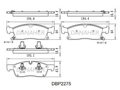 DBP2275 DANAHER Комплект тормозных колодок, дисковый тормоз