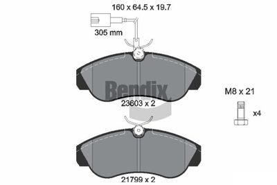 BPD1541 BENDIX Braking Комплект тормозных колодок, дисковый тормоз