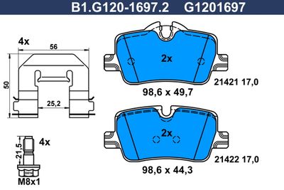 B1G12016972 GALFER Комплект тормозных колодок, дисковый тормоз