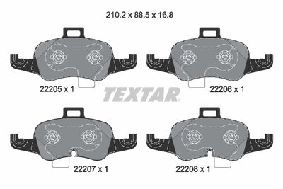 2220501 TEXTAR Комплект тормозных колодок, дисковый тормоз
